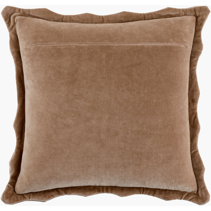 Coussin décoratif à bords festonnés Collier, H 18 po x l 18 po, Housse de coussin seulement - sans coussin, Brun
