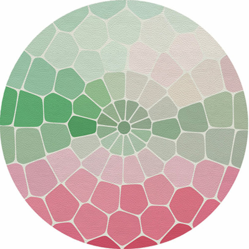 Mosaico Vegan Leather Round Pebble Placemat, Palm