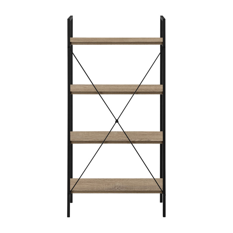 Bibliothèque à 4 niveaux avec finition en stratifié aspect bois, taupe