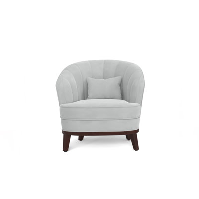 Upholstered Barrel Accent Chair with Tufted Backrest and Plush Cushion??