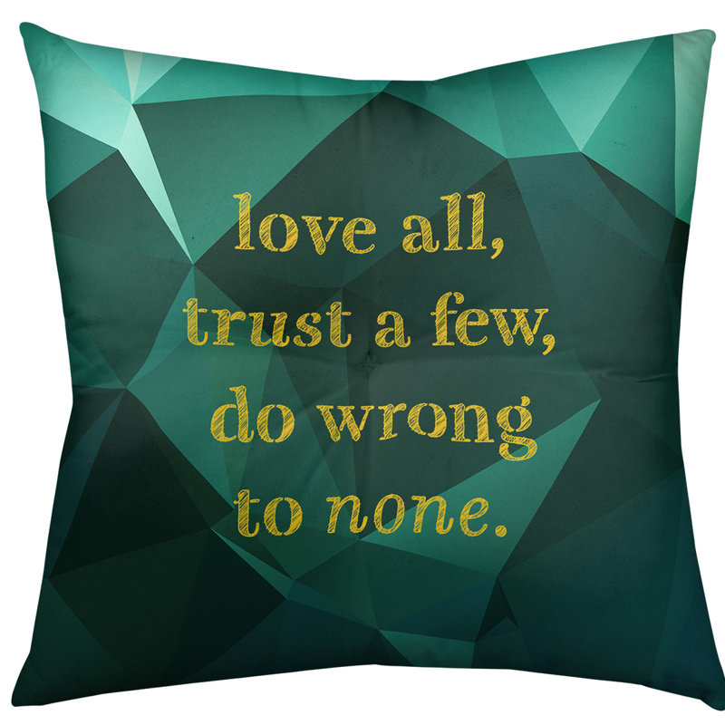 Coussin intérieur / extérieur Do No Wrong, H 26 po x l 26 po, Émeraude / or
