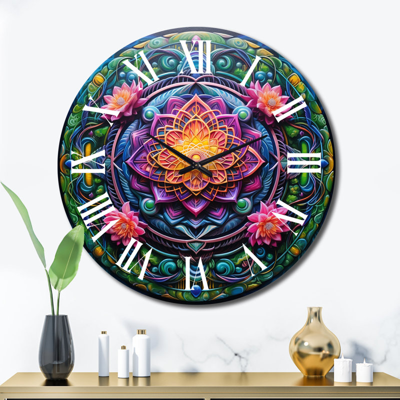 Horloge murale antique en métal Mandala IV, Très grand