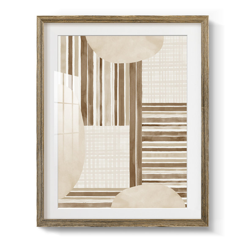 «Neutral Stripes», reproduction encadrée, Papier avec cadre noyer, Blanc
