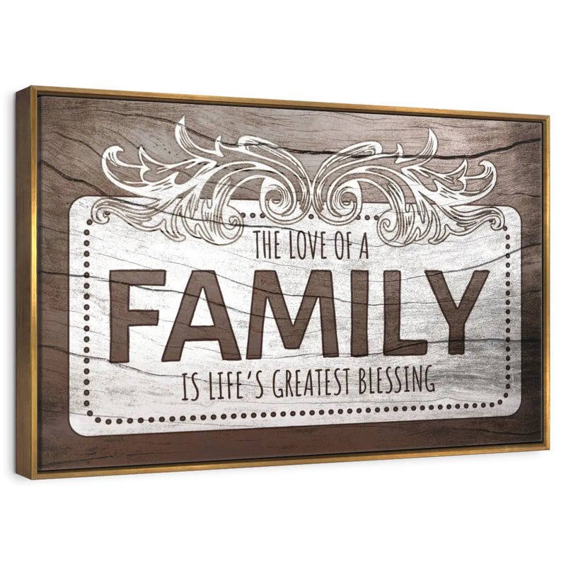 Plaque murale «Love of a Family Quote II», 13 po x 9 po, Cadre flottant doré