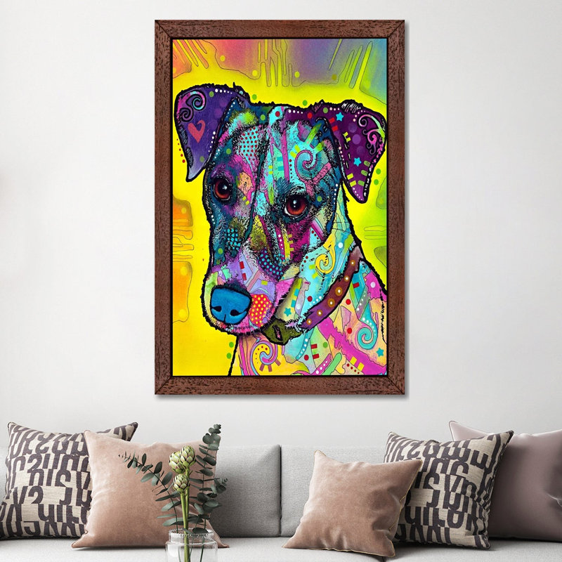 Jack Russell by Dean Russo - Print on Canvas, 66.04 cm H x 45.72 cm W, Brown Framed
