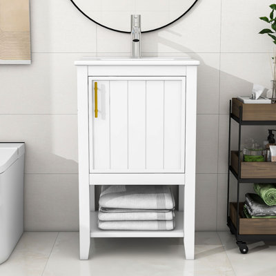 Meuble-lavabo simple 20 po avec plateau en céramique Riggall