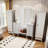 47 Inch Antique Vanity Set with Triple Mirror, 6 Drawer Dressing Table and Stool for Bedroom