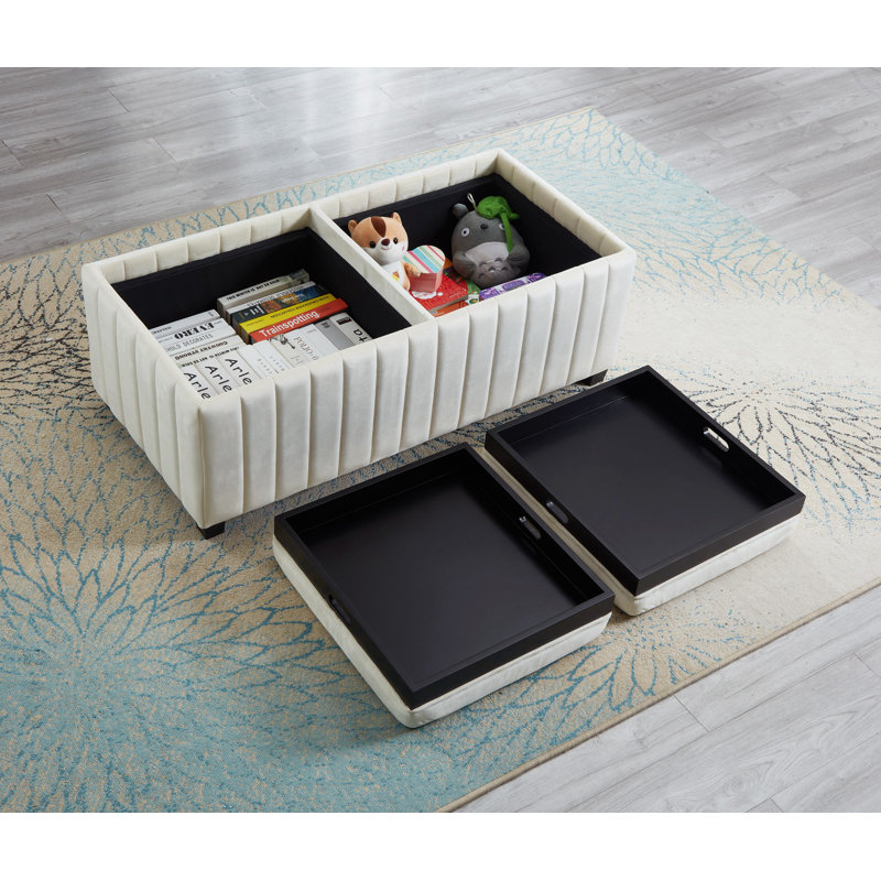 Contemporary Storage Ottoman Bench, Storage Bench With Tray Top