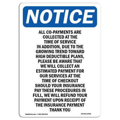 Osha Notice All Co-Payments Are Collected Sign