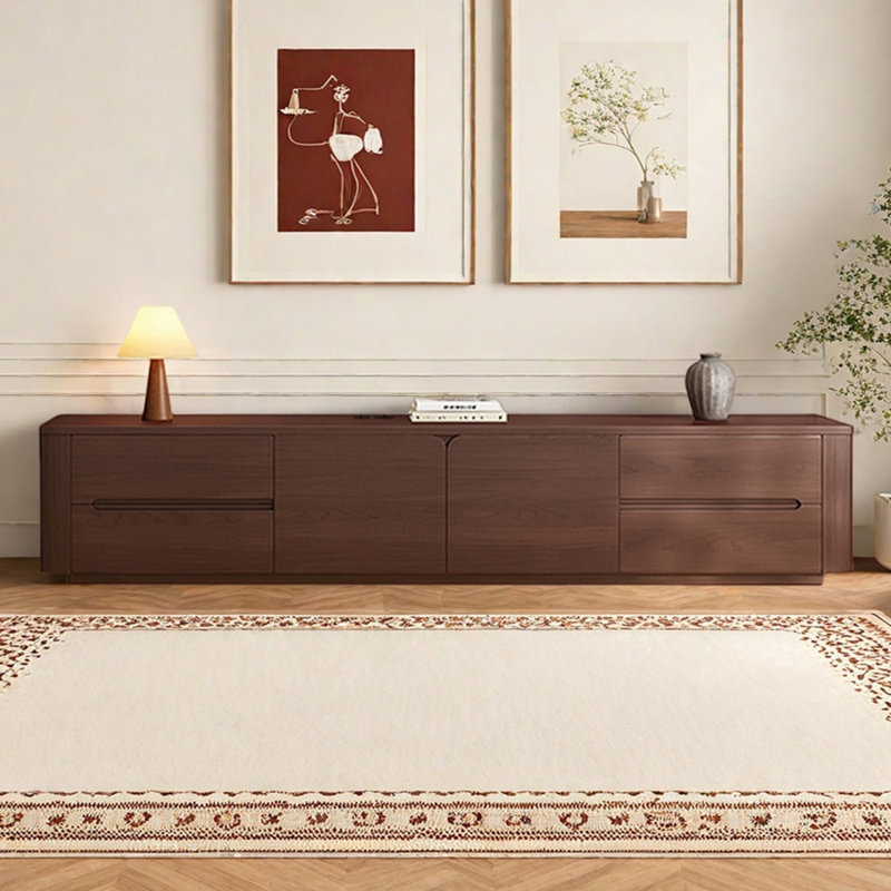 Retro Cherry Wood TV Stand, 23.62"H x 94.48"L x 15.75"W