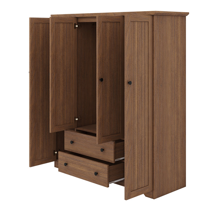 Armoire penderie avec tiroirs et porte, Brun
