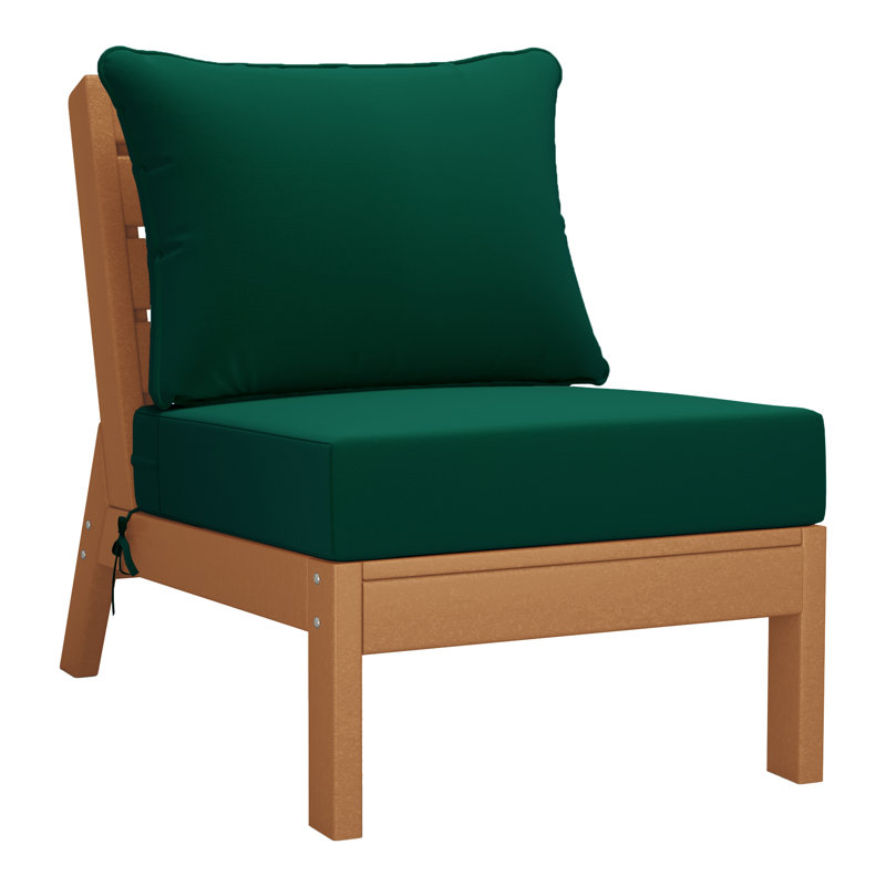 Ensemble de conversation à assise profonde 3 pièces avec coussins, Green, Teck