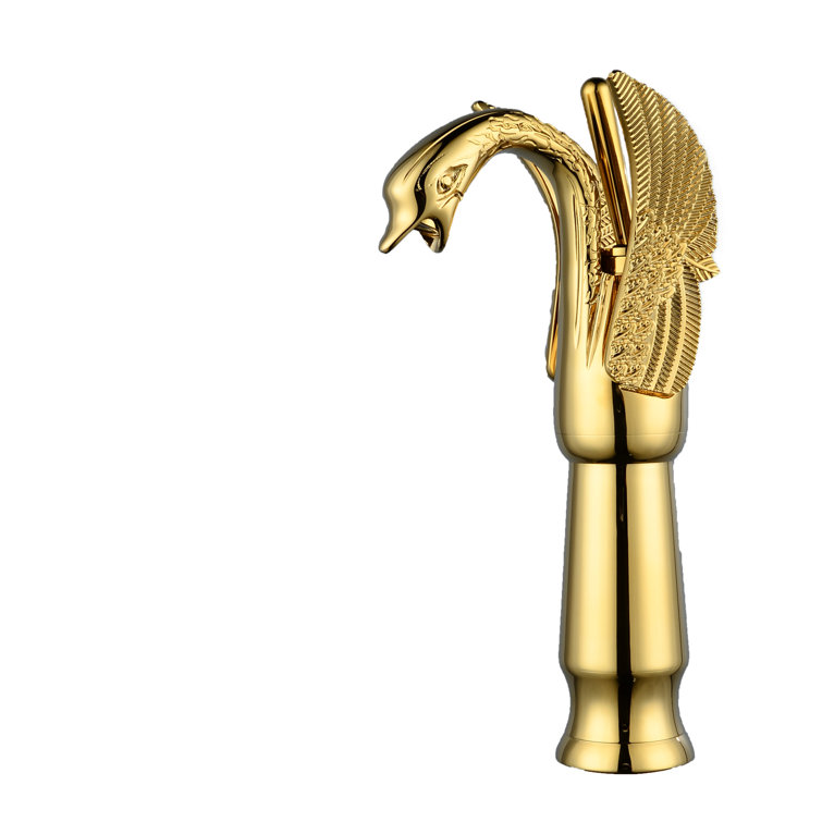 Swan Faucet Copper Single Handle Single Hole Matching Pop Up Drain Without Overflow Stopper And Supply Line Vessel Sink Faucet Lavatory Basin Vanity Mixer Tap Lead-Free