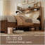 Cadre de lit Queen Size avec tête de lit en rotin, lampe de lecture DEL intégrée, tablette de rangement intégrée, sommier non requis-2055797951
