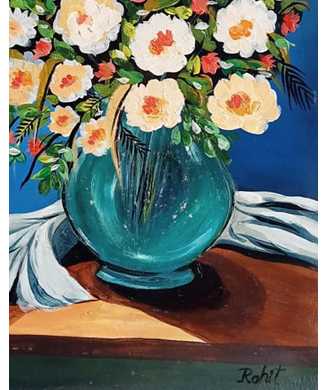 Pot de fleurs | Acrylique sur toile | Par Rohit | Décoration murale
