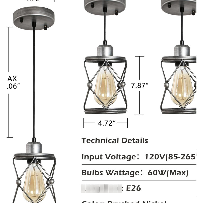 Luminaire suspendu industriel industriel gris argenté ajustable pour les espaces intérieurs dans la chambre à coucher, le sous-sol, le vestibule et le vestibule.