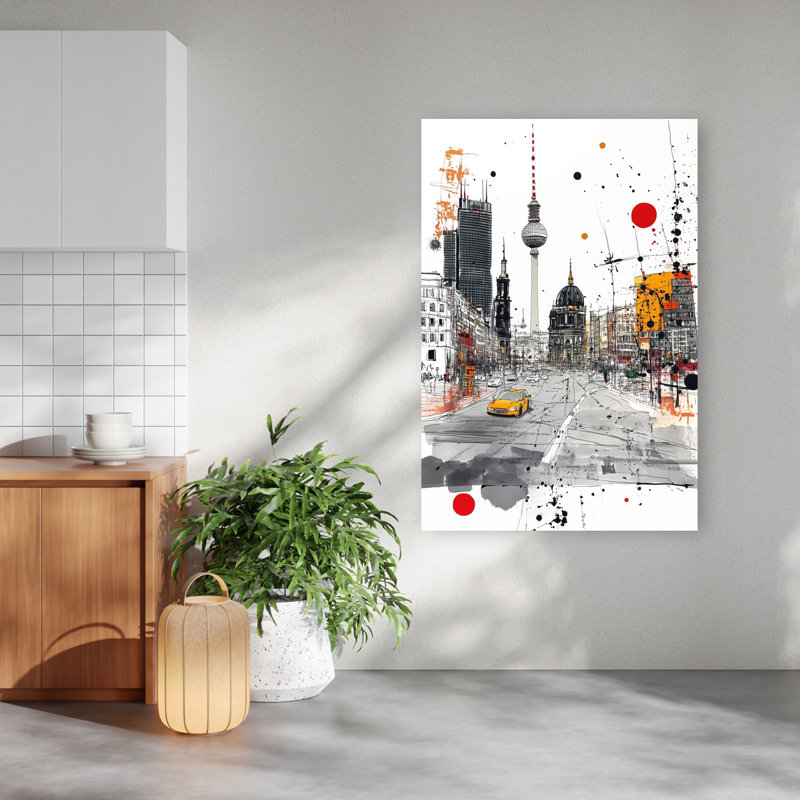 «Vibrant Berlin City», art abstrait moderne de la ville, H 60 po x l 40 po