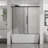 60" W X 58" H Tub Sliding Shower Door, Semi-Frameless Glass Door For Bathtub, 1/4" (6Mm) Thick Tempered Clear Glass With Easy-Clean Coating, Stainless Steel Hardware, Matte Black