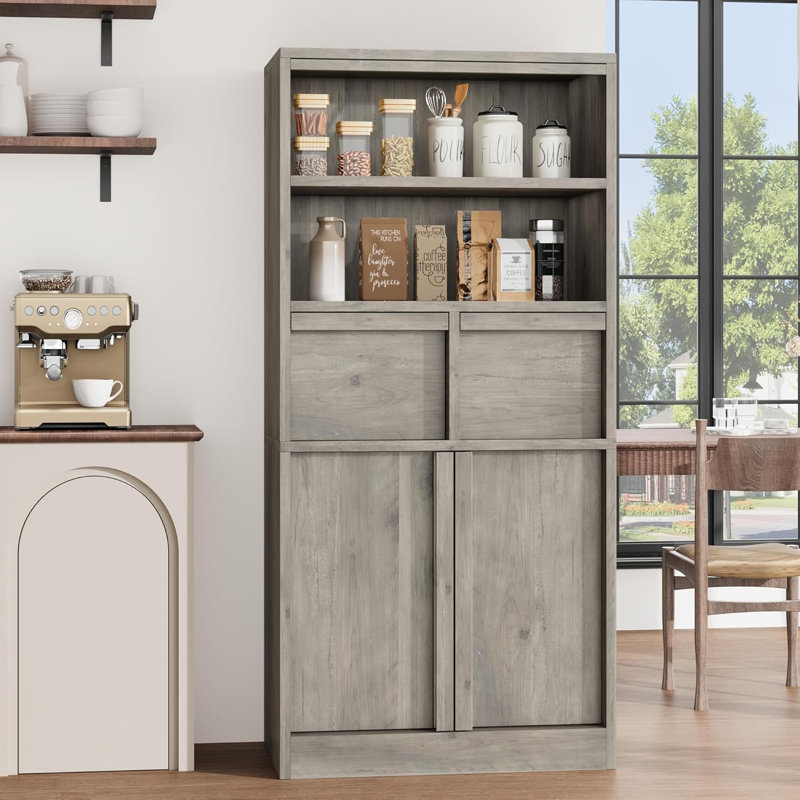 Tall Bathroom Cabinet, 51" h Freestanding Floor Storage Cabinet with Doors & 2 Drawers, Versatile Organizer for Bathroom, Living Room, Kitchen & Pantry