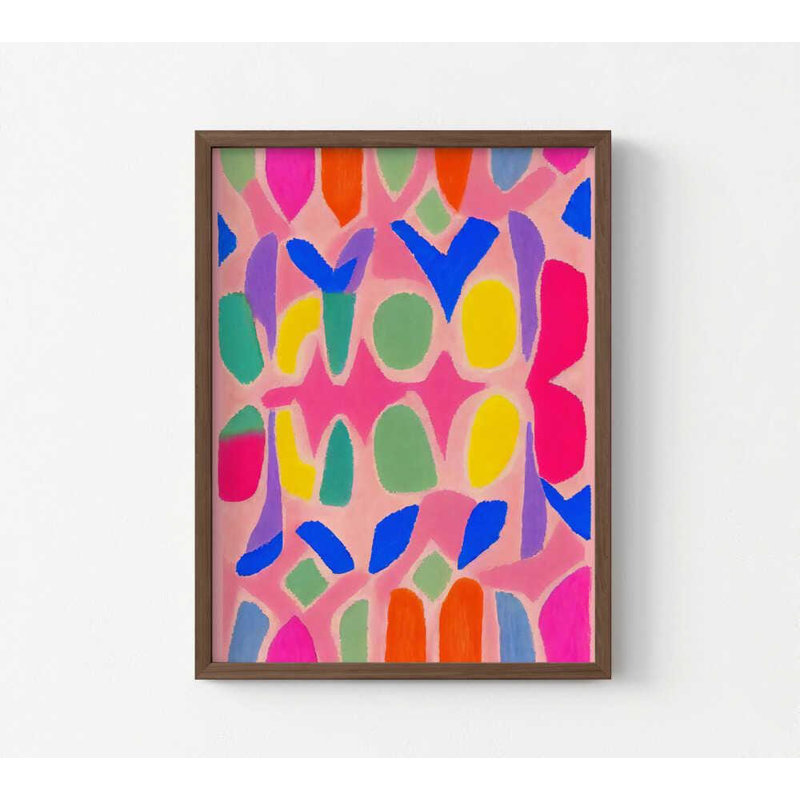 «Vibrant Abstract Shapes», reproduction d'art moderne et coloré, H 7 po x l 5 po, Impression encadrée sans passe-partout