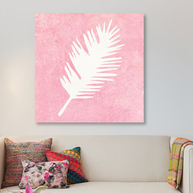 « tropical fun palmiers silhouette i », impression sur toile, H 26 po x l 26 po x P 1,5 po, Toile tendue, Pas de tapis