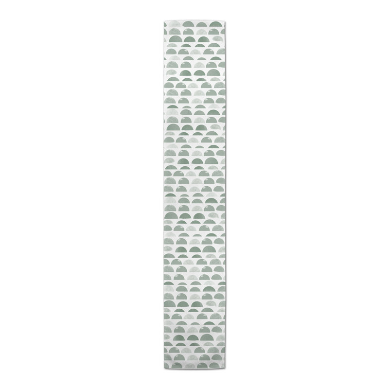 Chemin de table abstrait 5 demi-cercles jaune, Vert