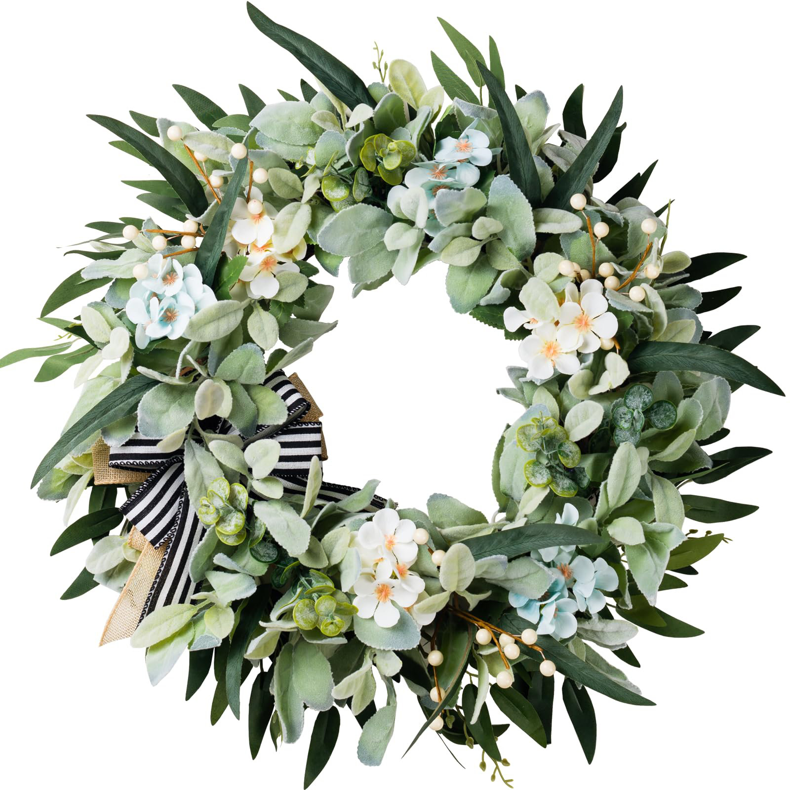 One Allium Way Lambs Ear Wreaths For Front Door Year Round, 20 Inch ...