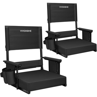 Height Adjustable High Back Stadium Seats with Back Support and Cushion (2 Pack) by Latitude Run