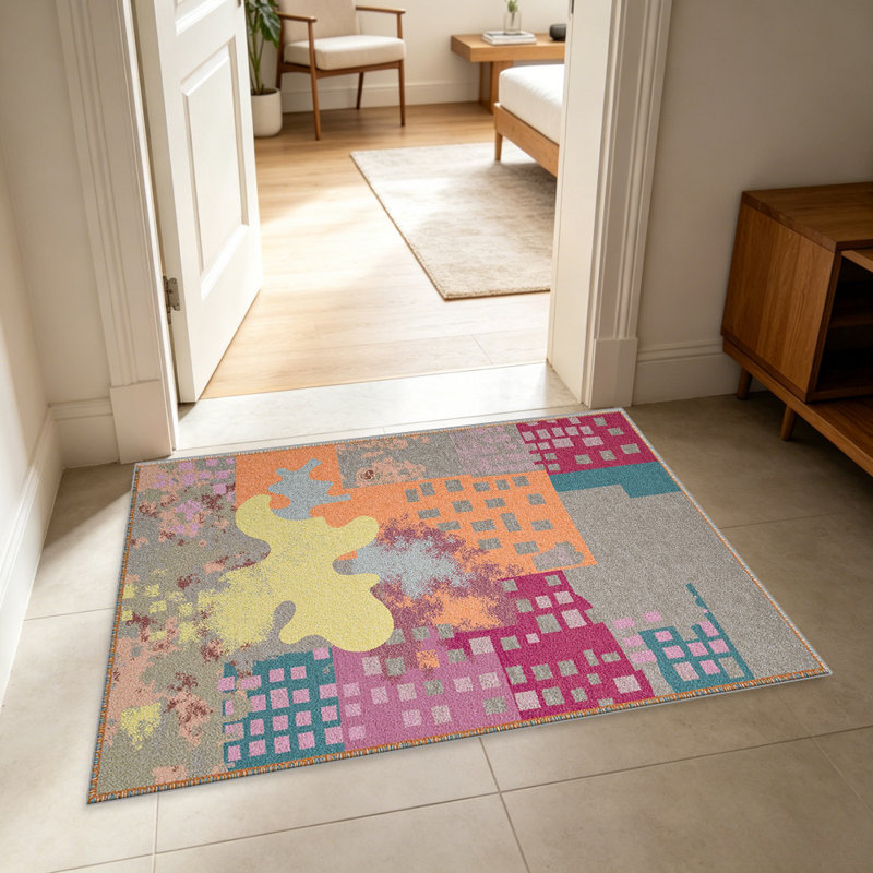 Multicolor Abstract Patchwork carpet-easy to clean, machine-washable, soft and comfortable; suitable for door mats, kitchens, living rooms, bedrooms, corridors, and laundry areas. Easy to clean, durable carpet for home decoration.