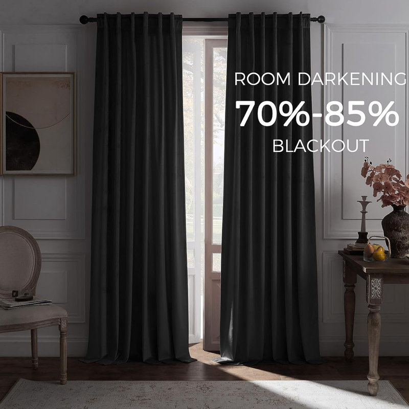 Aikens Blackout Rod Pocket and Back Tab Curtain Panel, Gray, 52" W x 96" L