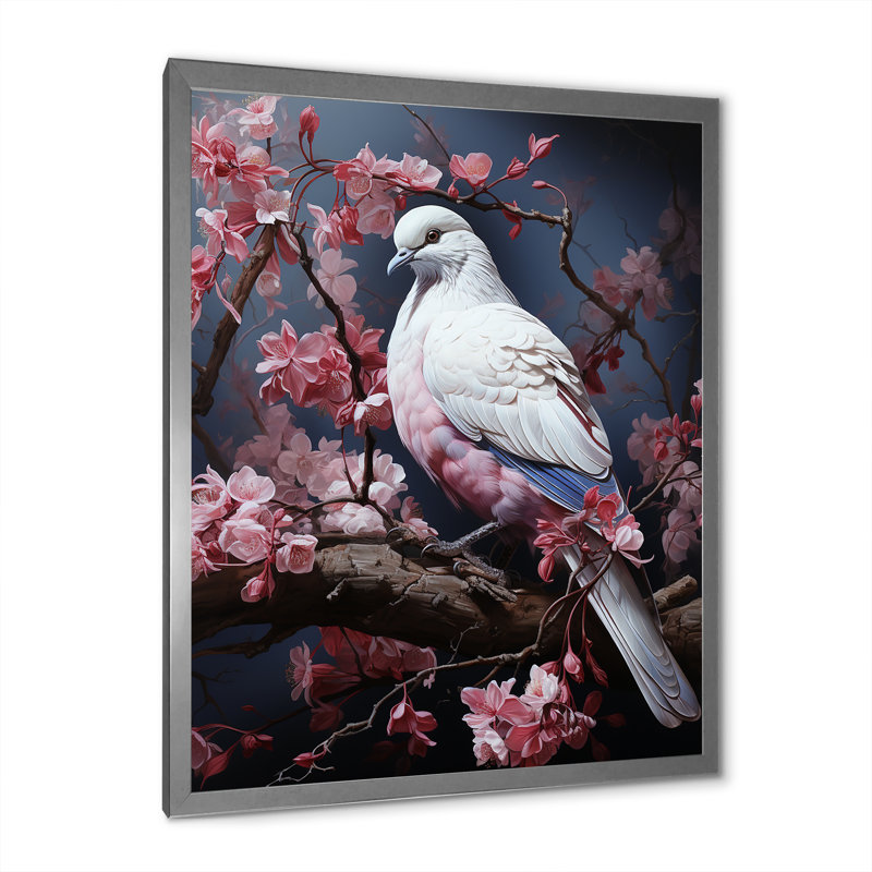 Dove Reverie II - Dove, art mural, Cadre simple argenté, H 20 po x l 12 po x P 1 po