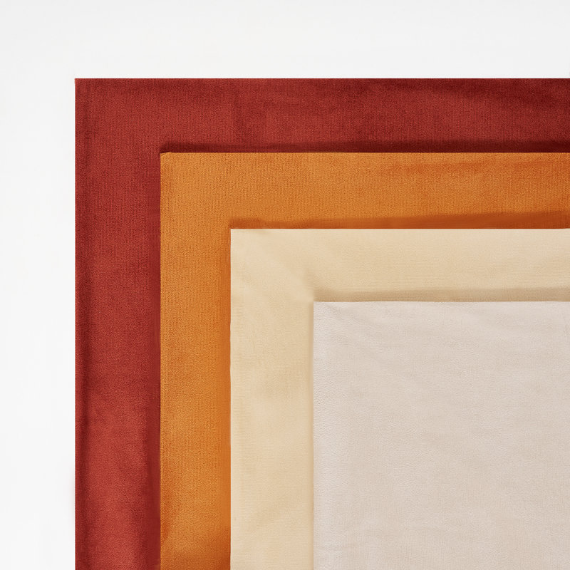 Ensemble de 4 coussins décoratifs en velours, couleurs contrastantes, Orange, blanc, Carré 16 po
