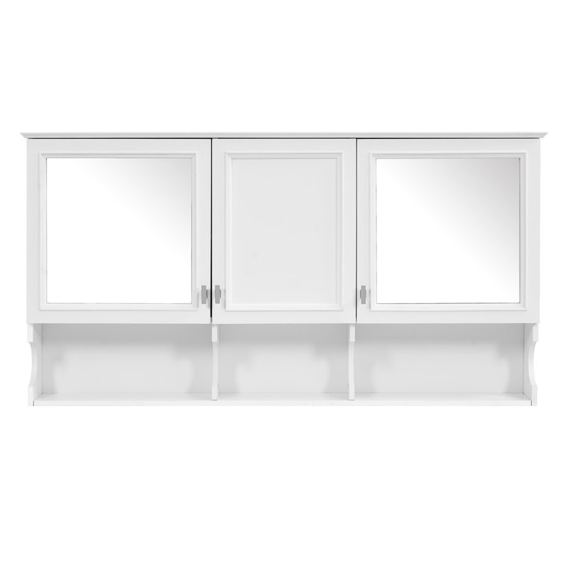 Armoire à miroir 55 "demi-lune avec tablettes ouvertes et rangement réglable