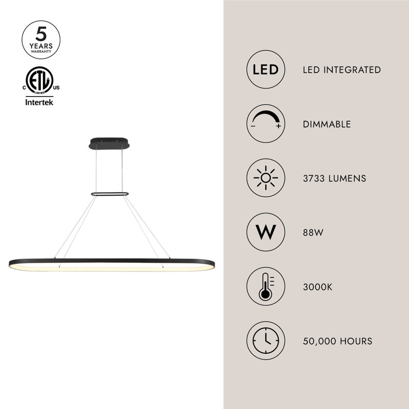Eerie Pendant Light, 122.76" H x 59" W x 14.25" D, Black