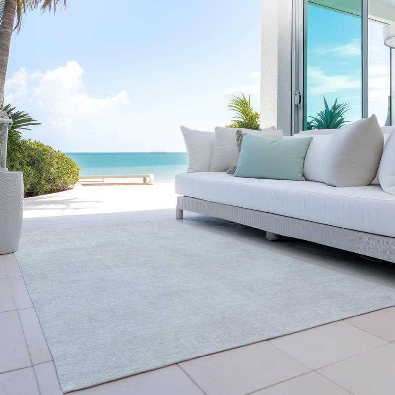 Ivory Flat Woven Rectangular Washable Synthetic Rug