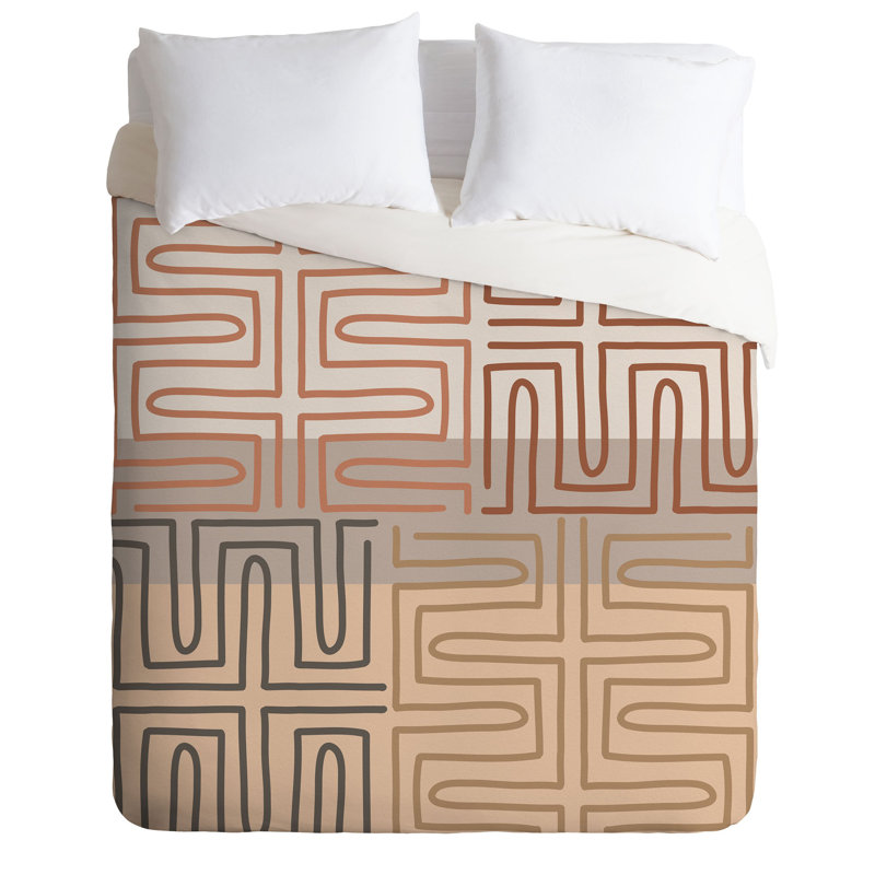 Polyester Geometric Shapes Duvet Cover, Queen Duvet Cover + 2 Shams