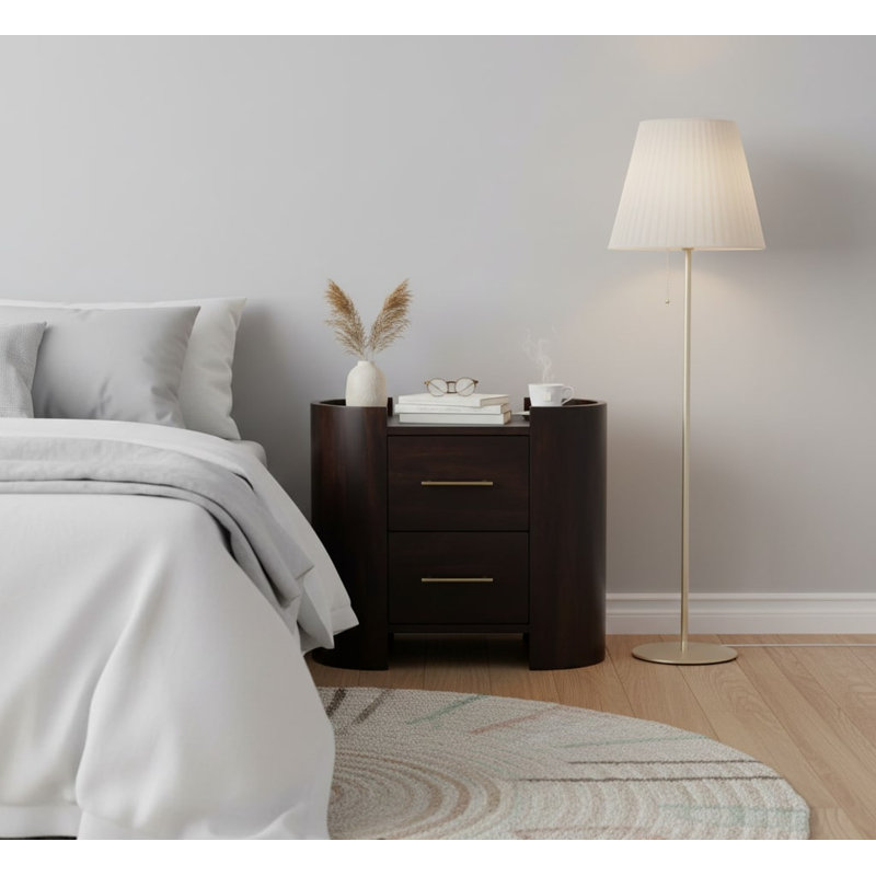55cm W Solid Wood Bedside Table