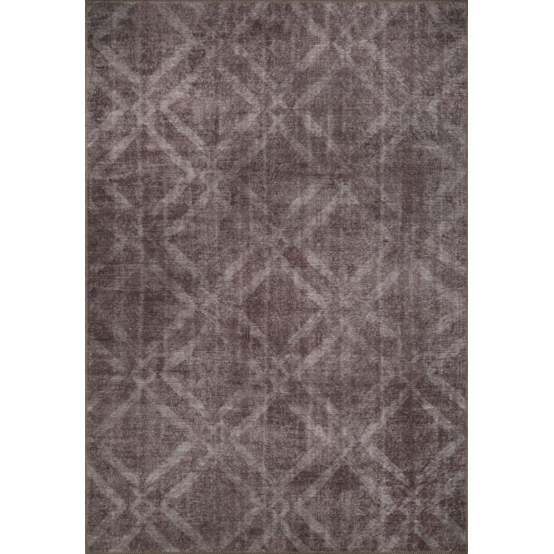 Tapis décoratif géométrique brun, Rectangle 9 pi 11 po x 13 pi 2 po