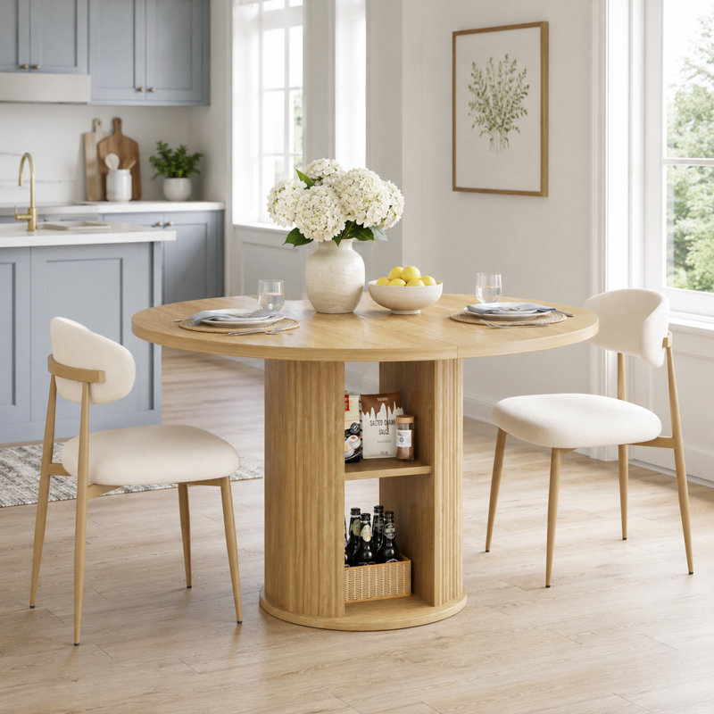 Ensemble de table de salle à manger 3 pièces pour petits espaces, table moderne avec tablette de rangement et 2 chaises, Brun