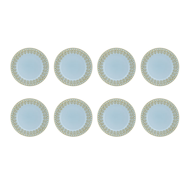 Assiette décorative Dumdum - ensemble de 8, Bleu/doré