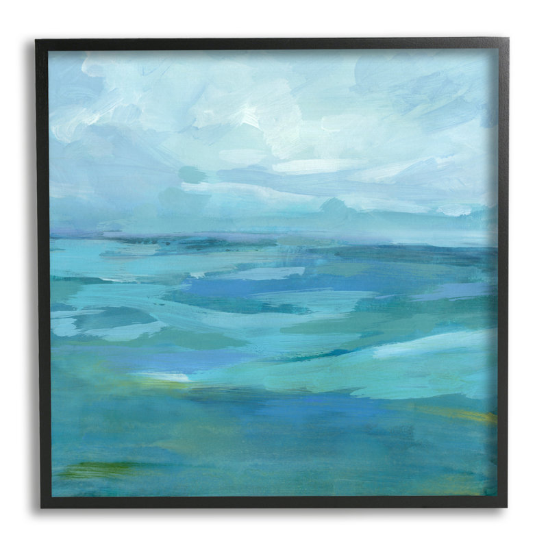«Flowing Ocean Tide Abstract» par Victoria Barnes - peinture à cadre flottant sur bois, Giclée encadrée noir minuit