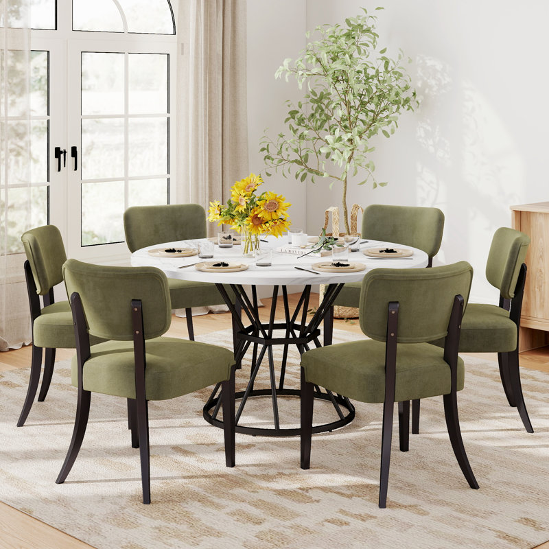 Table de salle à manger ronde 47,3 po en bois aggloméré avec chaises en bois 4/6, industrielle moderne pour la cuisine et la salle à manger