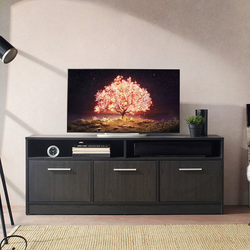 Meuble télé contemporain avec 3 portes à fermeture souple