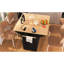 Chariot pour îlot de cuisine 55,7 po avec 2 abattants, conception pliante, prise de courant, table de salle à manger de rangement, 3 tiroirs, roulettes de couleur noire, armoire à compartiments,-594835218