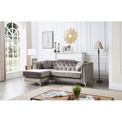 Glory Furniture Pompano G782B-SC Sofa Chaise ( 3 Boxes ) , DARK GRAY