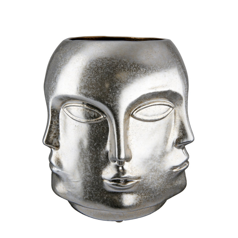 Abiya Ceramic Table Vase, Silver