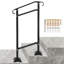 42.5" H x 19.7 " W x 6.3" D Adjustable Iron Handrail Black Fits 1 To 2 Steps Handrail Concrete Decor