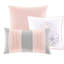 Courtepointe 6 pièces, gris / pêche, double / grand, coton imprimé, coussins décoratifs, rembourrage prélavé, literie en coton d'été ou très chaud, motif floral, confort réversible, 3 coussins-121405732-121405723