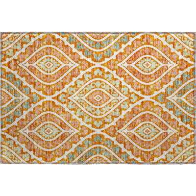 Premium Machine Washable Lisse Orange Rug