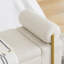 Banc de rangement rembourré en lin avec accoudoirs cylindriques et pieds en fer